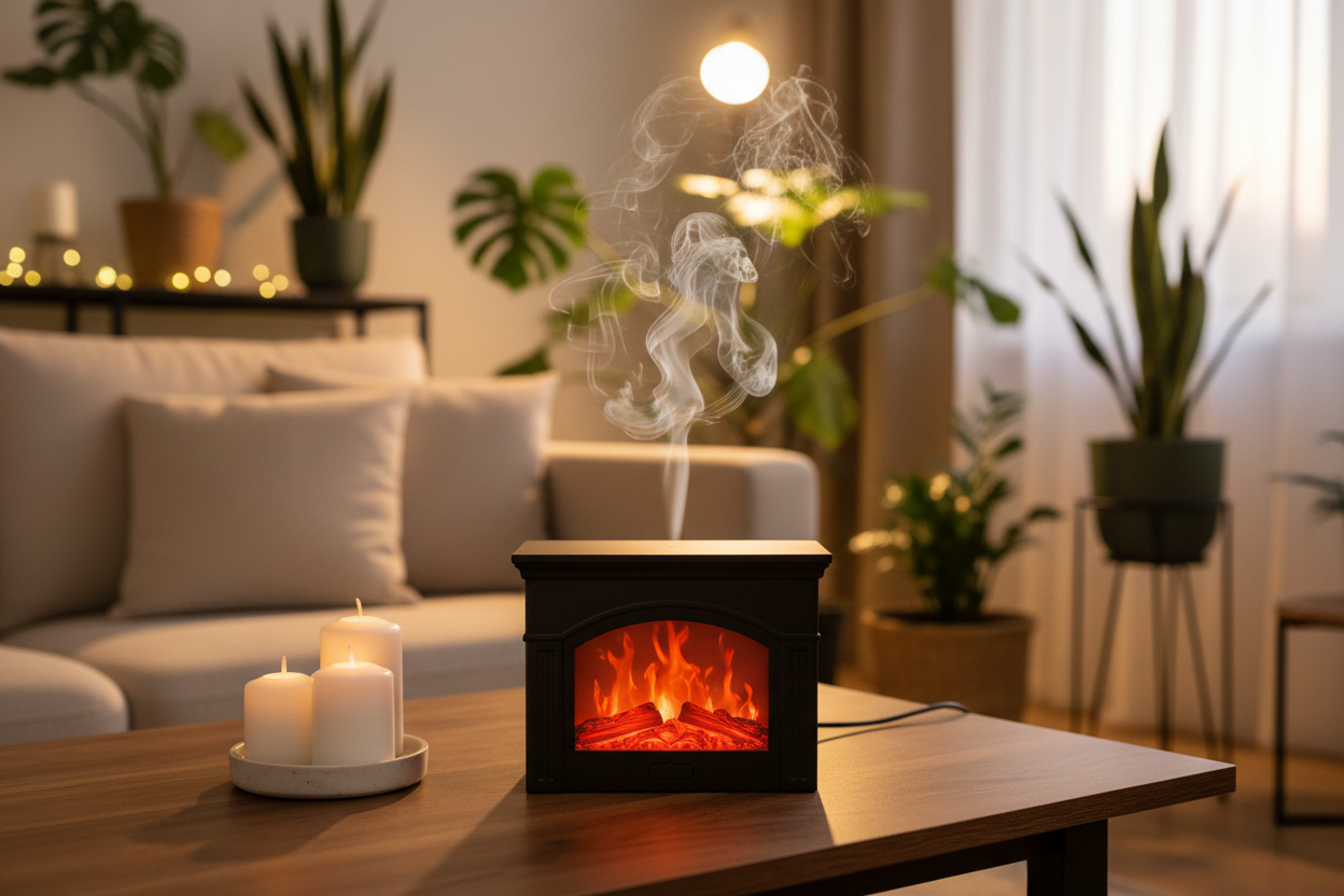 Dyfuzor aromaterapeutyczny w przytulnym wnętrzu